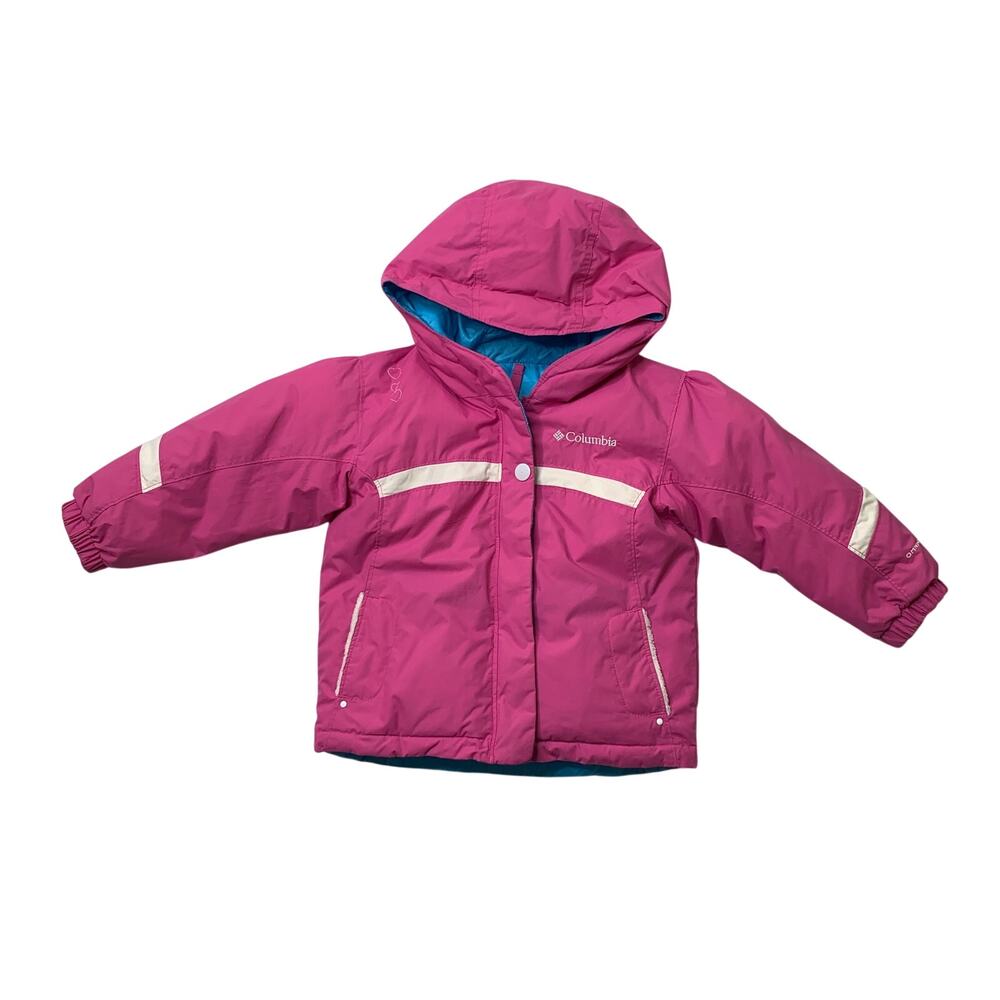 Columbia Jacket Girl 3T Toddler Blue Pink Omni Shield Hood Reversible Snow Coat